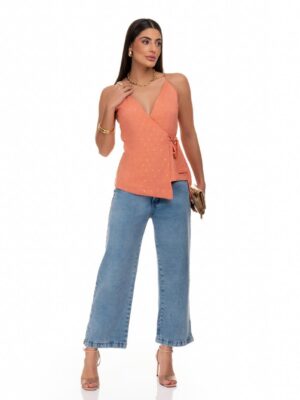 BLUSA TRANSPASSADA METALIZADA VICOSE