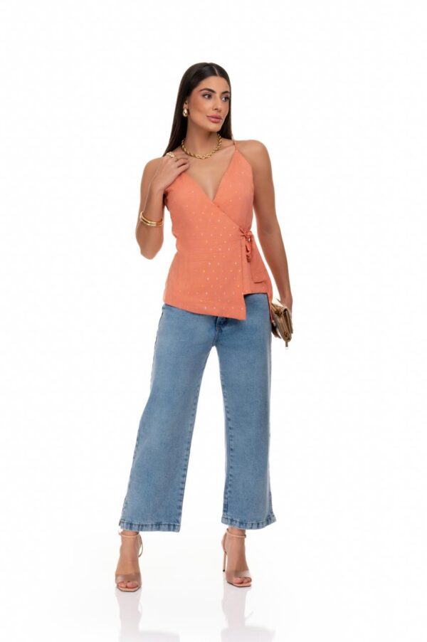 BLUSA TRANSPASSADA METALIZADA VICOSE