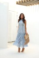 Vestido Kika Super Midi de Tule Frente Única ESTAMPA MAR EM MOVIMENTO